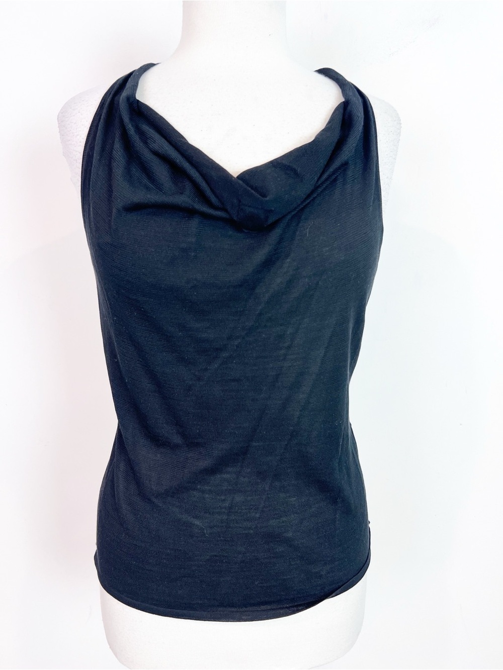 THEORY BLACK SLEEVELESS RACER BACK COWL NECKLINE SHIRT WOMENS MEDIUM